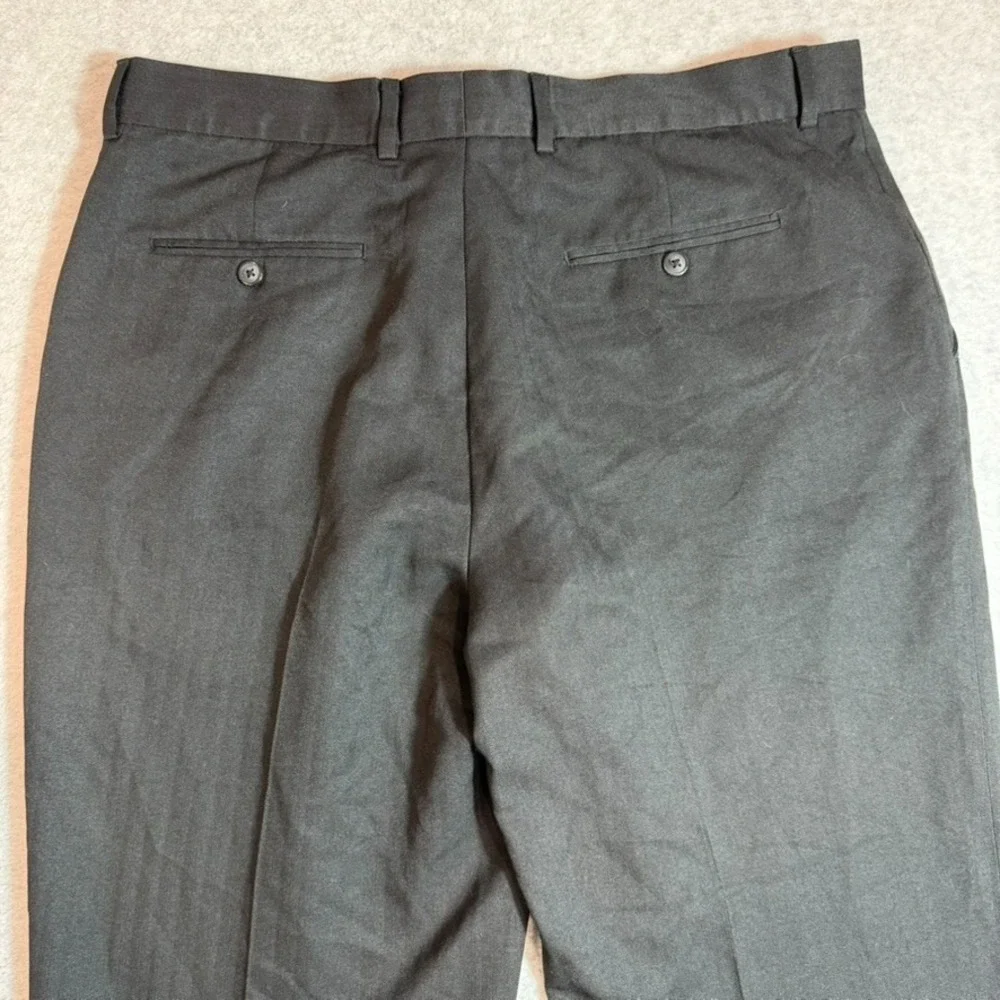 Perry Ellis Mens 36x32 Black Flat Front Dress Pants Slacks 49MB9016